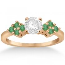 Green Emerald Engagement Ring & Wedding Band 14k Rose Gold (0.40ct)