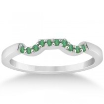 Green Emerald Engagement Ring & Wedding Band 14k White Gold (0.40ct)
