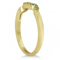 Green Emerald Engagement Ring & Wedding Band 14k Yellow Gold (0.40ct)