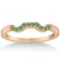 Green Emerald Engagement Ring & Wedding Band 18k Rose Gold (0.40ct)