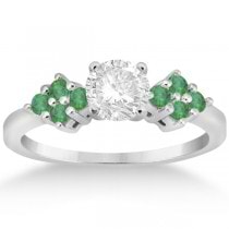 Green Emerald Engagement Ring & Wedding Band 18k White Gold (0.40ct)
