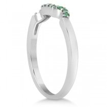 Green Emerald Engagement Ring & Wedding Band in Platinum (0.40ct)