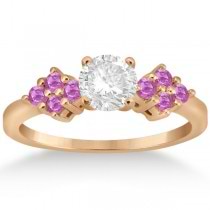 Designer Pink Sapphire Floral Engagement Ring 14k Rose Gold (0.35ct)