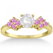 Designer Pink Sapphire Floral Engagement Ring 14k Yellow Gold (0.35ct)