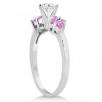 Designer Pink Sapphire Floral Engagement Ring 18k White Gold (0.35ct)