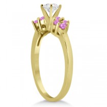 Designer Pink Sapphire Floral Engagement Ring 18k Yellow Gold (0.35ct)