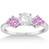 Designer Pink Sapphire Floral Engagement Ring in Platinum (0.35ct)