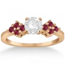 Designer Ruby Cluster Floral Engagement Ring 14k Rose Gold (0.35ct)