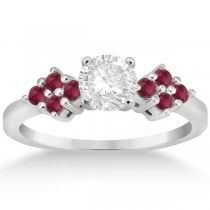 Designer Ruby Cluster Floral Engagement Ring 14k White Gold (0.35ct)