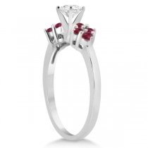 Designer Ruby Cluster Floral Engagement Ring 14k White Gold (0.35ct)