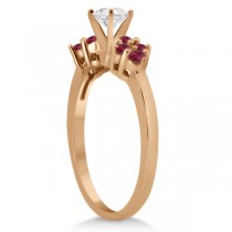 Ruby Floral Engagement Ring & Wedding Band 14k Rose Gold (0.50ct)