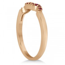 Ruby Floral Engagement Ring & Wedding Band 18k Rose Gold (0.50ct)