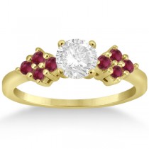Ruby Floral Engagement Ring & Wedding Band 18k Yellow Gold (0.50ct)