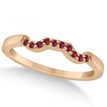Pave Set Ruby Contour Style Wedding Band in 14k Rose Gold (0.15ct)
