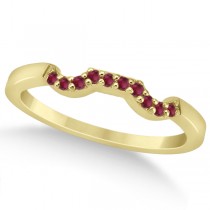 Pave Set Ruby Contour Style Wedding Band 14k Yellow Gold (0.15ct)