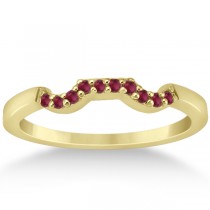Pave Set Ruby Contour Style Wedding Band 14k Yellow Gold (0.15ct)