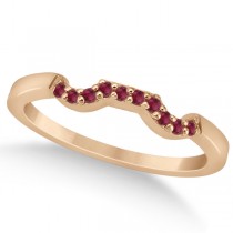 Pave Set Ruby Contour Style Wedding Band in 18k Rose Gold (0.15ct)
