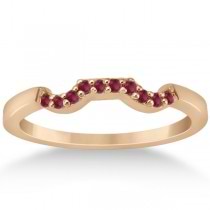 Pave Set Ruby Contour Style Wedding Band in 18k Rose Gold (0.15ct)