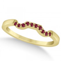 Pave Set Ruby Contour Style Wedding Band 18k Yellow Gold (0.15ct)