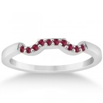 Pave Set Ruby Contour Style Floral Wedding Band in Palladium (0.15ct)