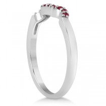 Pave Set Ruby Contour Style Floral Wedding Band in Platinum (0.15ct)
