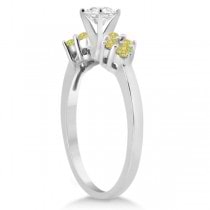 Designer Yellow Diamond Floral Engagement Ring 14k White Gold (0.24ct)