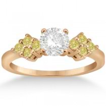 Designer Yellow Diamond Floral Engagement Ring 18k Rose Gold (0.24ct)