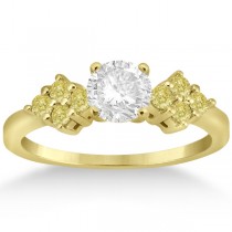 Designer Yellow Diamond Floral Engagement Ring 18k Yellow Gold 0.24ct
