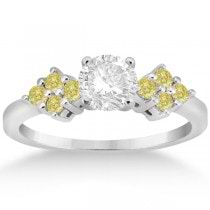 Designer Yellow Diamond Floral Engagement Ring Palladium (0.24ct)