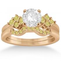 Yellow Diamond Engagement Ring & Wedding Band 14k Rose Gold (0.34ct)