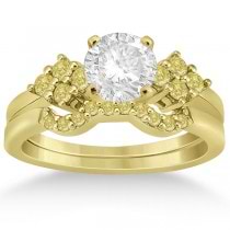 Yellow Diamond Engagement Ring & Wedding Band 14k Yellow Gold (0.34ct)