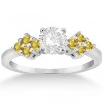Designer Yellow Sapphire Floral Engagement Ring 18k White Gold 0.35ct