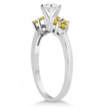 Designer Yellow Sapphire Floral Engagement Ring 18k White Gold 0.35ct