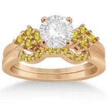Yellow Sapphire Engagement Ring & Wedding Band 14k Rose Gold (0.50ct)