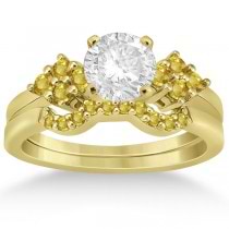 Yellow Sapphire Engagement Ring & Wedding Band 14k Yellow Gold 0.50ct