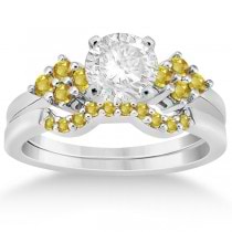 Yellow Sapphire Engagement Ring & Wedding Band 18k White Gold (0.50ct)