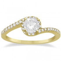 Halo Diamond Twist Engagement Ring Setting 14k Yellow Gold (0.16ct)