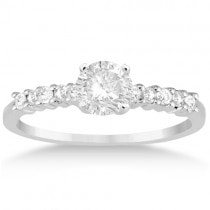 Petite Diamond Engagement Ring Setting 14k White Gold (0.15ct)