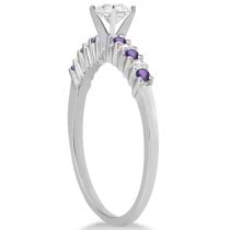 Petite Diamond & Amethyst Engagement Ring 14k White Gold (0.15ct)