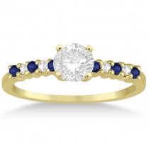 Petite Diamond & Sapphire Engagement Ring 14k Yellow Gold (0.15ct)