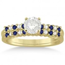 Petite Diamond & Sapphire Bridal Set 14k Yellow Gold (0.35ct)