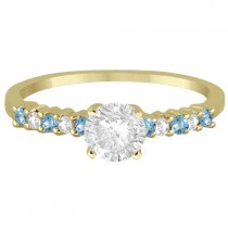 Petite Diamond & Blue Topaz Engagement Ring 14k Yellow Gold (0.15ct)