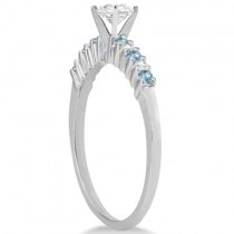 Petite Diamond & Blue Topaz Bridal Set 14k White Gold (0.35ct)
