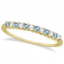Petite Diamond & Blue Topaz Bridal Set 18k Yellow Gold (0.35ct)
