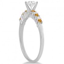 Petite Diamond & Citrine Engagement Ring 14k White Gold (0.15ct)