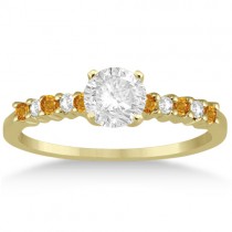 Petite Diamond & Citrine Engagement Ring 14k Yellow Gold (0.15ct)