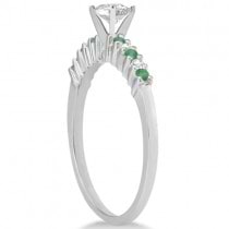 Petite Diamond & Emerald Engagement Ring 14k White Gold (0.15ct)