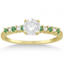 Petite Diamond & Emerald Engagement Ring 14k Yellow Gold (0.15ct)