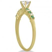 Petite Diamond & Emerald Engagement Ring 14k Yellow Gold (0.15ct)