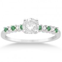 Petite Diamond & Emerald Engagement Ring Palladium (0.15ct)